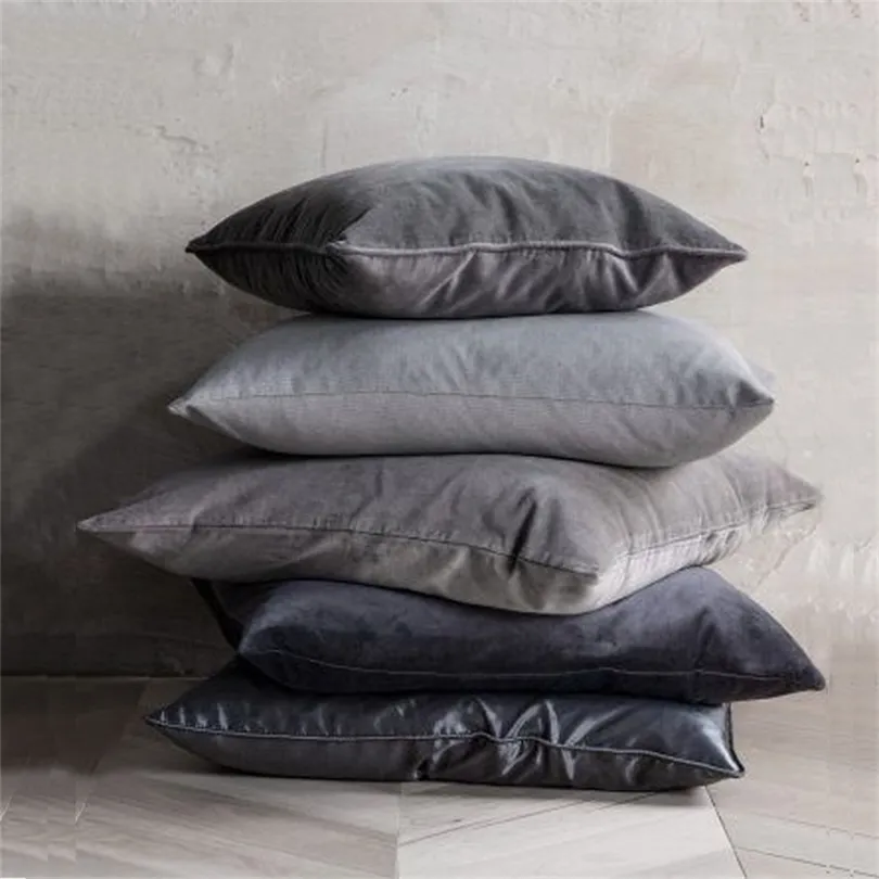 Accueil luxe noir gris blanc argent velours housse de coussin taie d'oreiller bois taie d'oreiller 210401