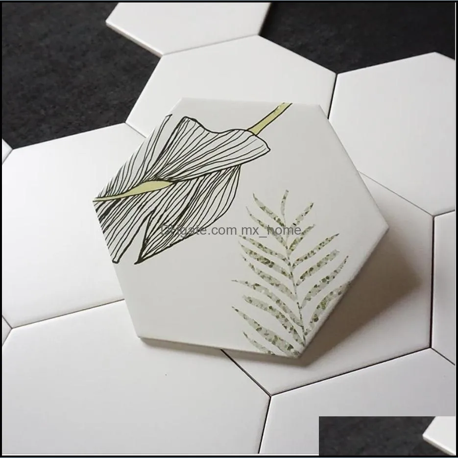 200 * 230mm plant pattern hexagonal tiles restaurant non slip Flooring flower tile