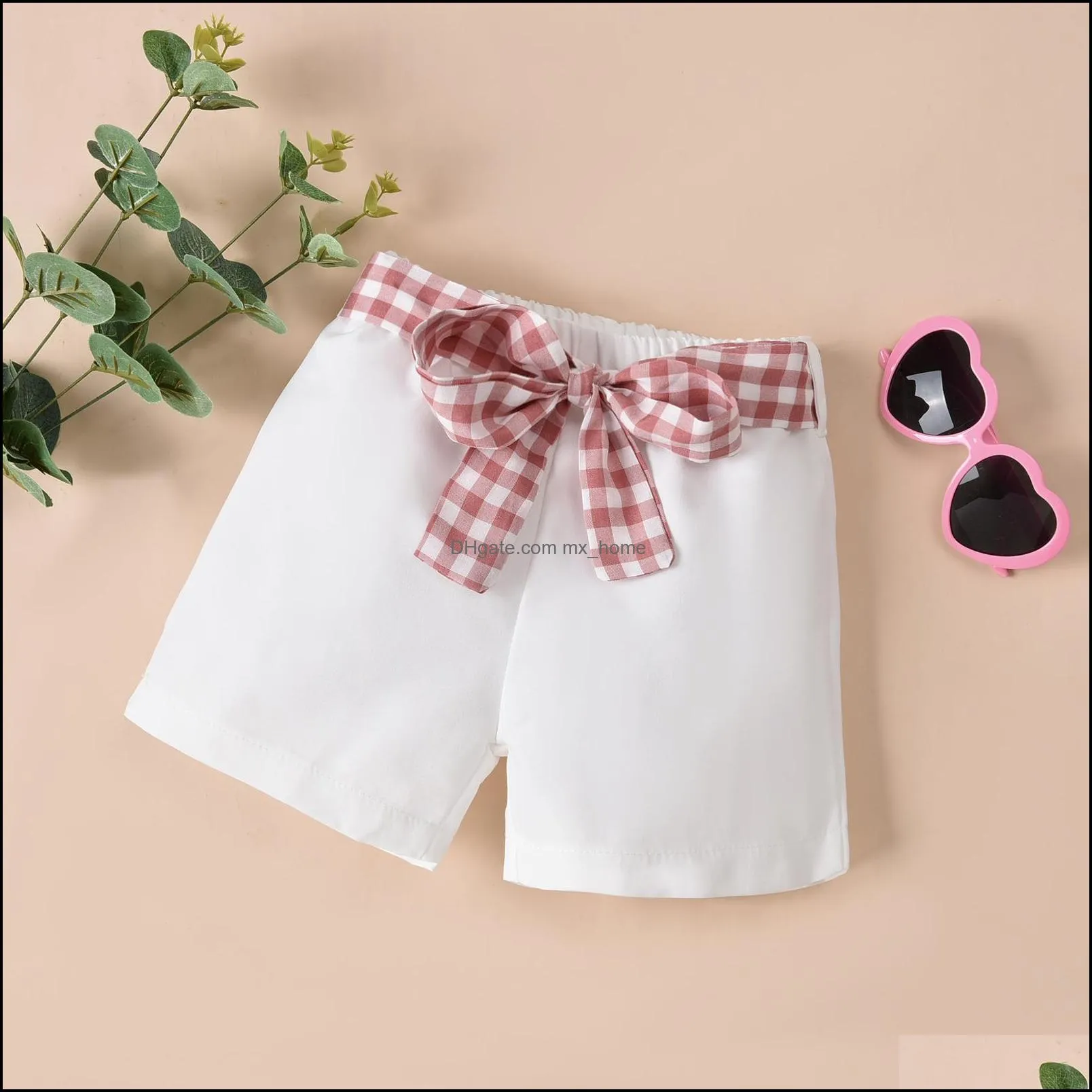 kids clothing sets girls lattice outfits children ruffle flying sleeve plaid tops+shorts 2pcs/set summer fashion baby clothes z6089