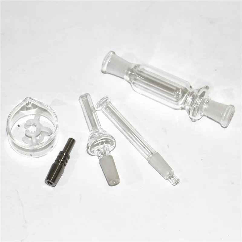 Titanium Quartz Nail Dabber Dabber Glass Water Pipe Mini Glass Bongs付き水ギセルネクターボンキット