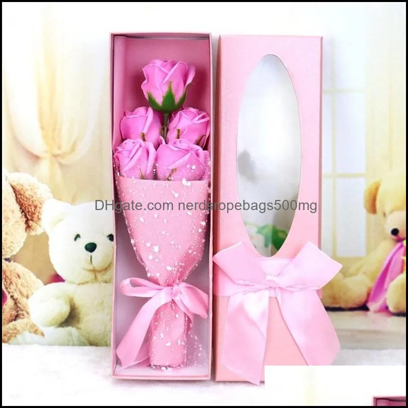 Artificial Soap Roses Flowers With Little Cute Teddy Delicate Boxed Five Immortal Flower Or Three Flowers 8 8hr F R