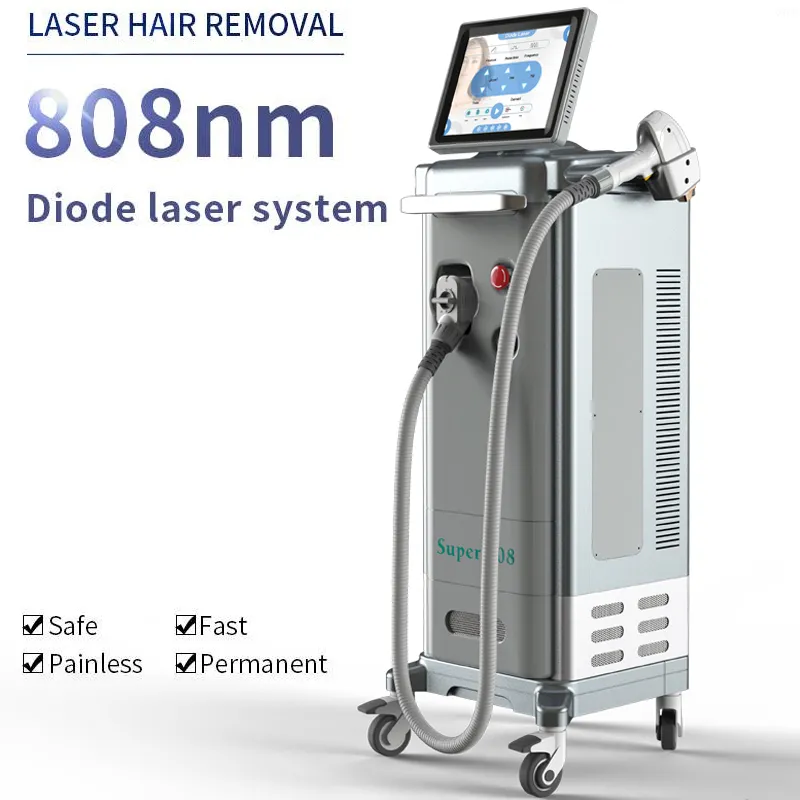 808NM Diode Laser Smärtfria hårborttagningsmaskiner Lazer Epilation Permanent Depilation IPL Professionell hudföryngringsmaskin