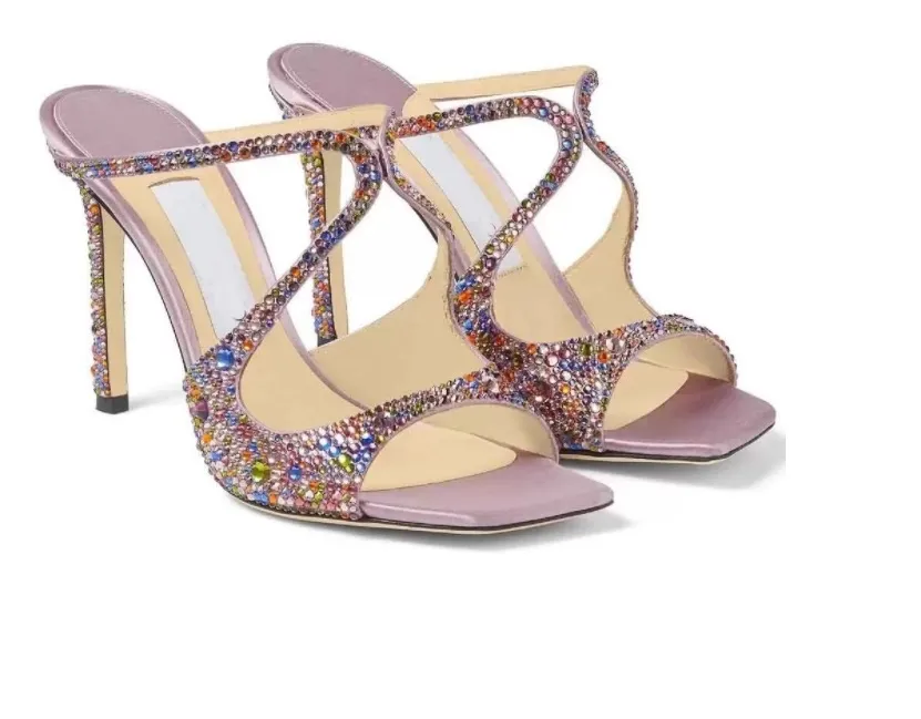 Summer Brands pump merges shoes strass-adorned Satin Pearl embellished floral lace sandals Ankle straps Dignified and generous wedding Party Shoes box 35-43