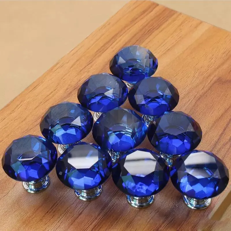 30mm Diamond Crystal Door Knobs Glass Drawer Knobs Kitchen Cabinet Furniture Handle Knob Screw Handles and Pulls