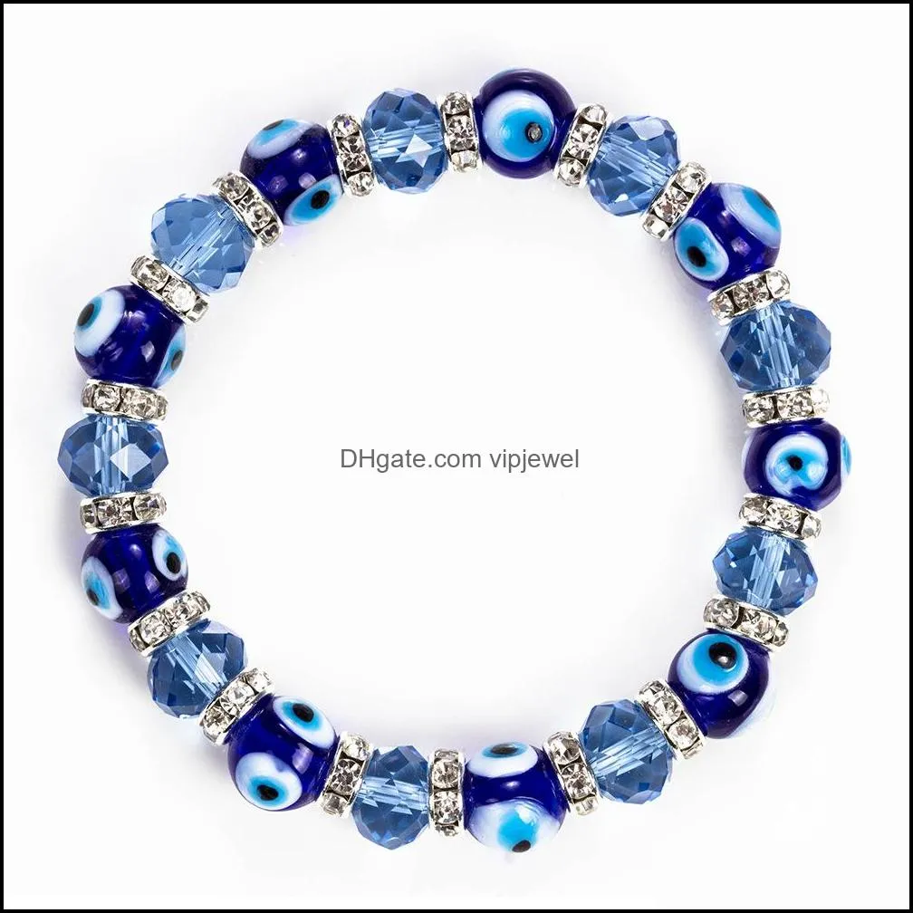 Turkish Blue Eye Bracelet Handmade Jewelry Amulet Religious Evil Nazar Eye Crystal Bracelets for Women Girl