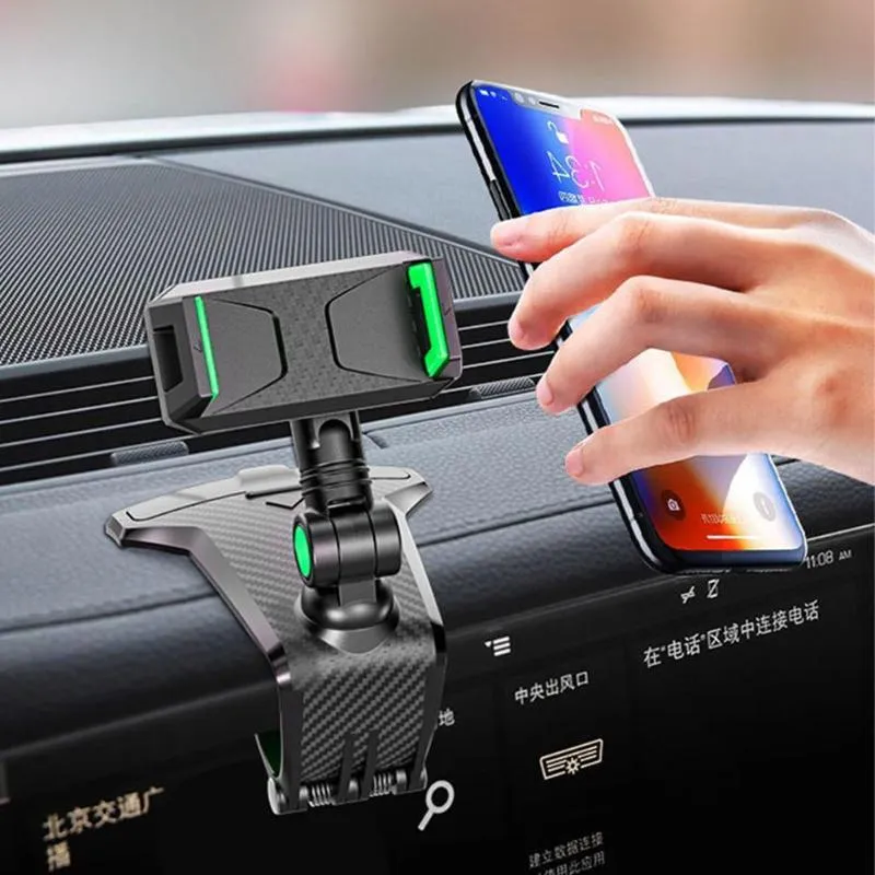 Interior Decorations Car Phone Holder Easy Clip Mount Stand GPS Display Universal Dashboard Bracket With Number Plate For 3-7 Inch PhonesInt