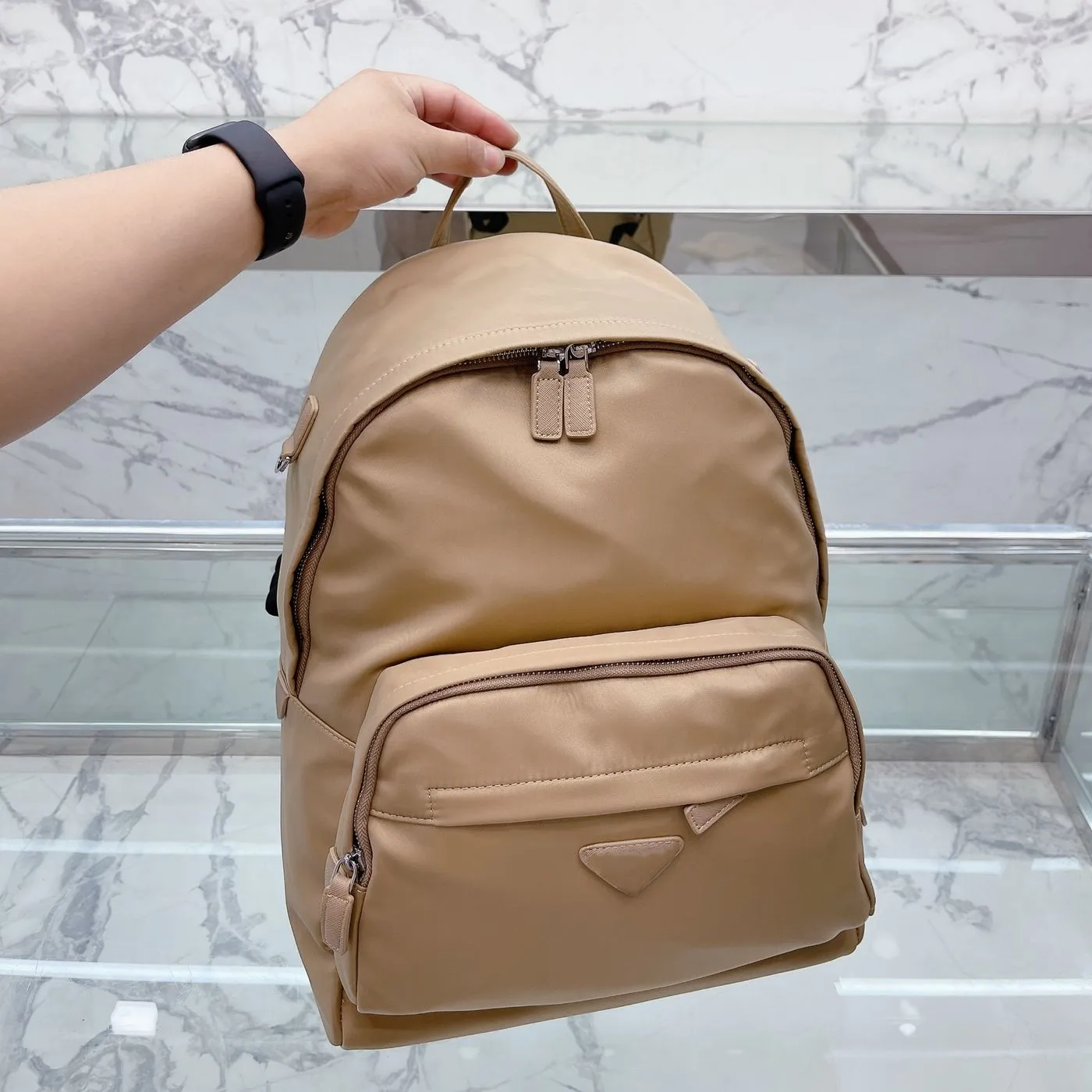 Brand High quality Designer bag Backpacks Re Nylon and Saffiano Leather Backpack Oversized Travel Backpacks Handbags Luxury Geometry of sign Backpack
