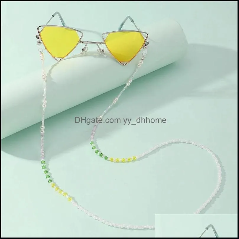 2021 chic luxury clear crystal sunglasses chain holder glasses chain accessary