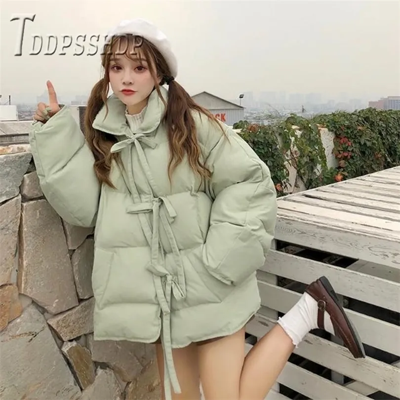 New Casual Cotton Jacket Harajuku Streetwear Overcoat Warm Sweet Female Parkas 201109