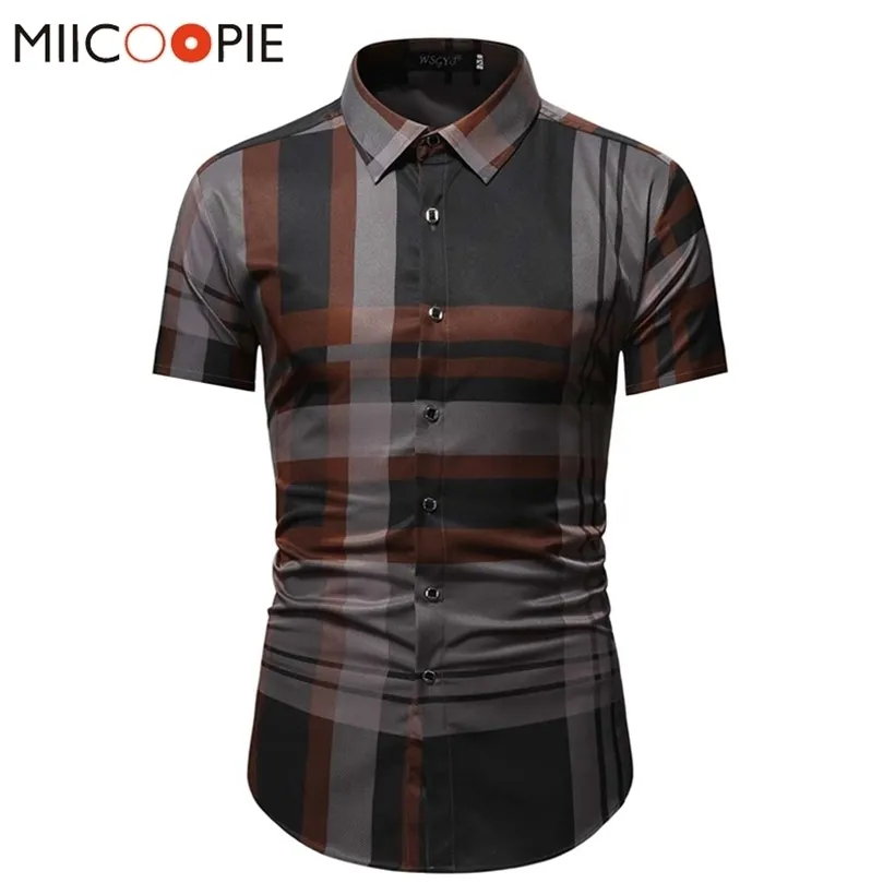 Summer Business Social Chemise Homme Casual Party Short Sleeve Striped Shirt Men Dress Luxury Button Up Fashion Mens Clothes 220527