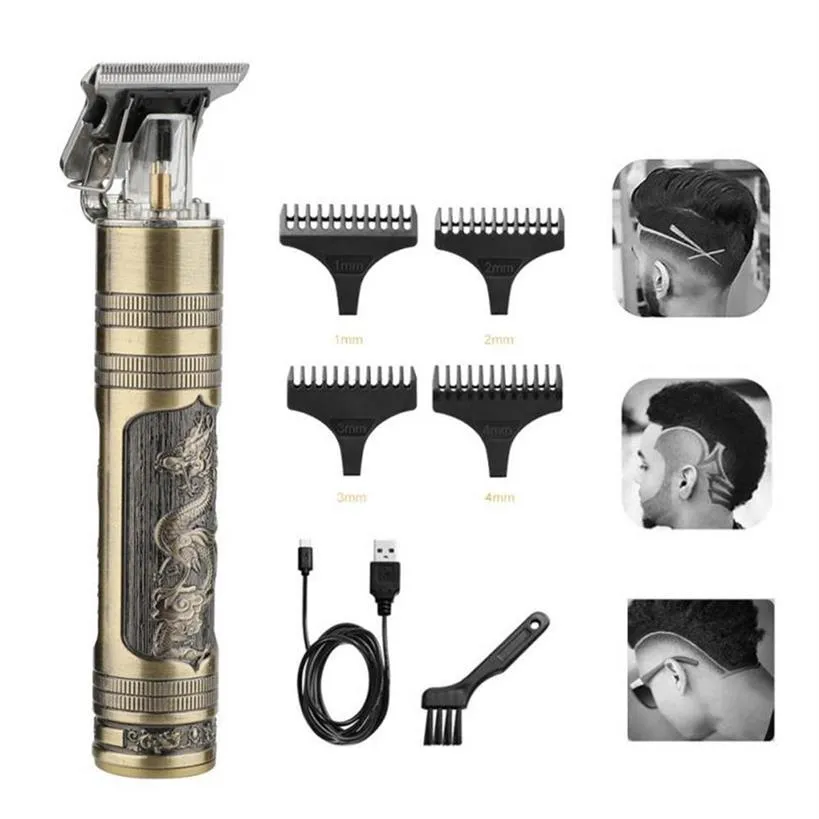 Hair Scissors USB Rechargeable Trimmer Electric Pro Li Liner Grooming Cordless Cutting T-Blade Professional 0mm Men2987275d