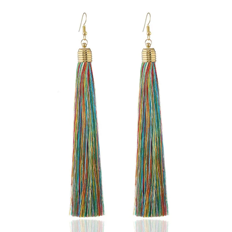 Fashion Ethnic Long Tassel Earrings For Women Jewelry Geometric Simple Dangle Drop Earrings Gifts