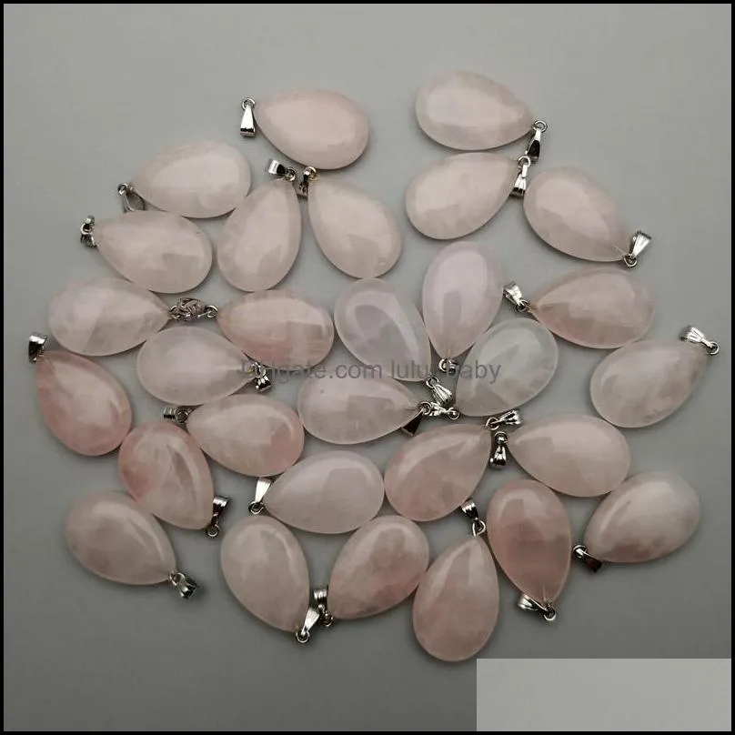 natural stone Hexagonal pillar heart cross waterdrop shape charms Rose Quartz pendants for jewelry making diy necklace earrings