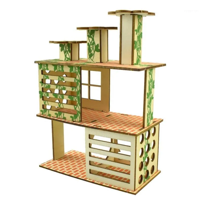 Fournitures pour petits animaux T21D, Villa en bois, maison pour Hamster, habitat de nidification, cabane de jeu en bois naturel