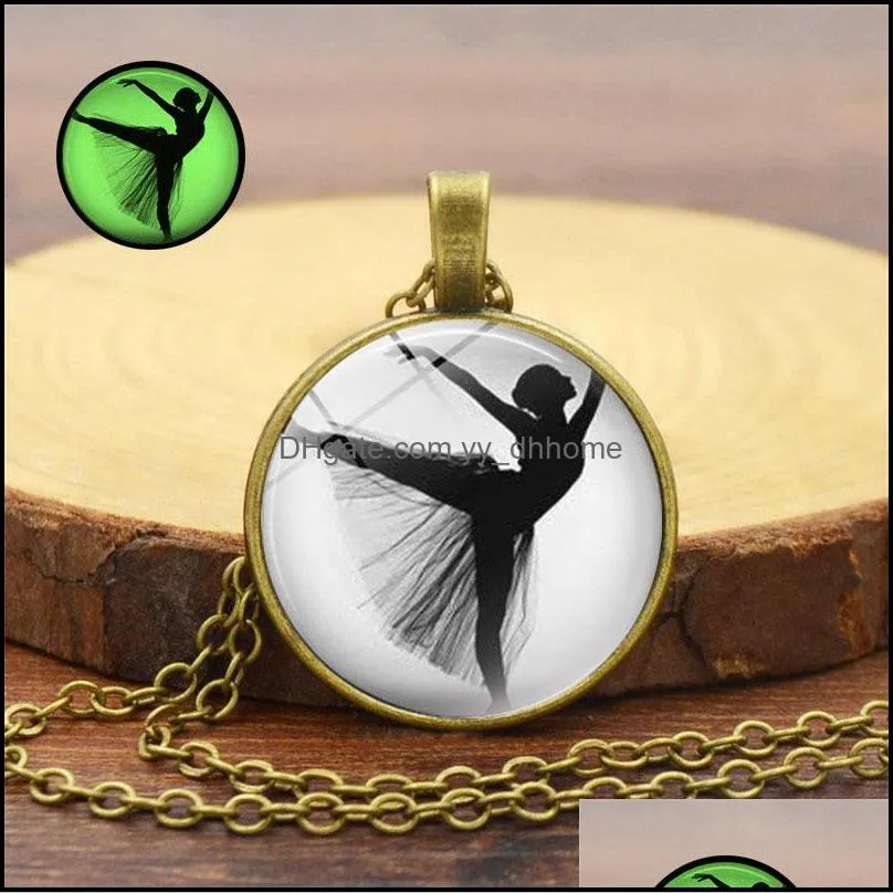necklaces pendants ballet girl style luminous pendant charms chains necklaces for women party fashion jewelry wholesale free ship -