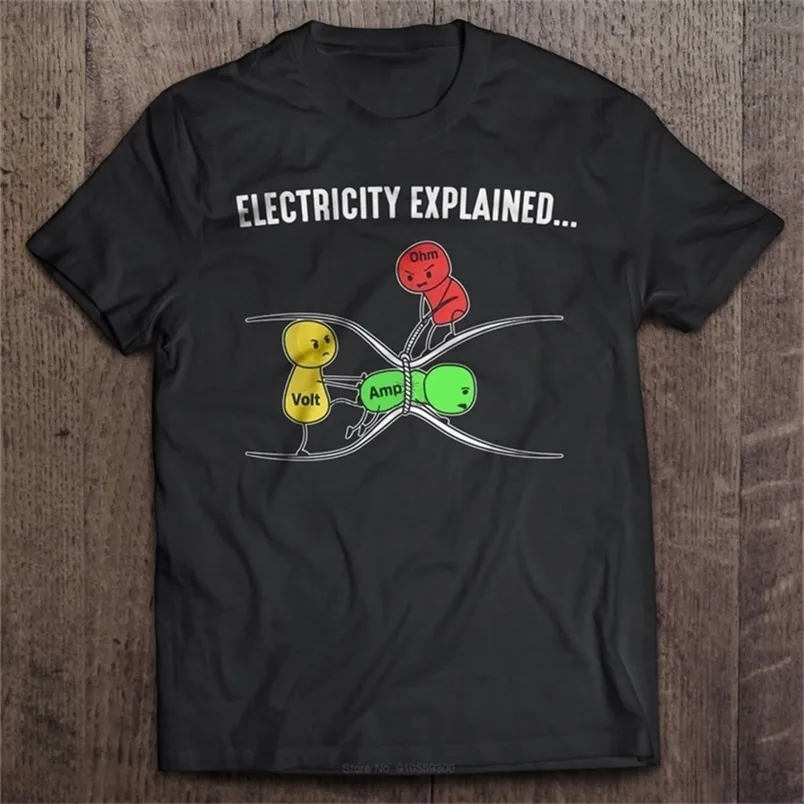 Männer Lustige T Shirt Mode t-shirt Electricity Explained - Ohm's Law Version2 mode t-shirt männer baumwolle marke teeshirt 220323