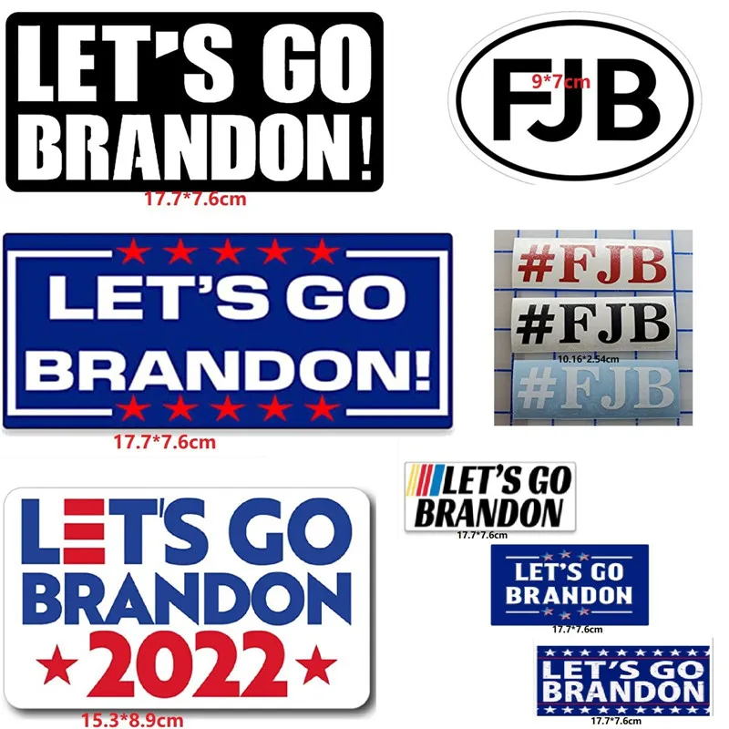 100pcs/conjunto de 3x7 polegadas Lets Go Brandon 2024 Cartoon Biden Eu fiz os adesivos de decalques à prova d'água para bagagem Laptop Diy Case Decorative Gift