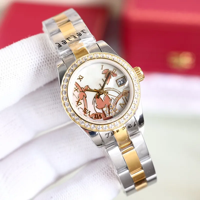 Fashion Mechanical Elegant Ladies Watch 28mm rostfritt stål Rem Sapphire Crystal Oyster Perpetual Designer Watch Luxury Watches Populära högkvalitativa 22