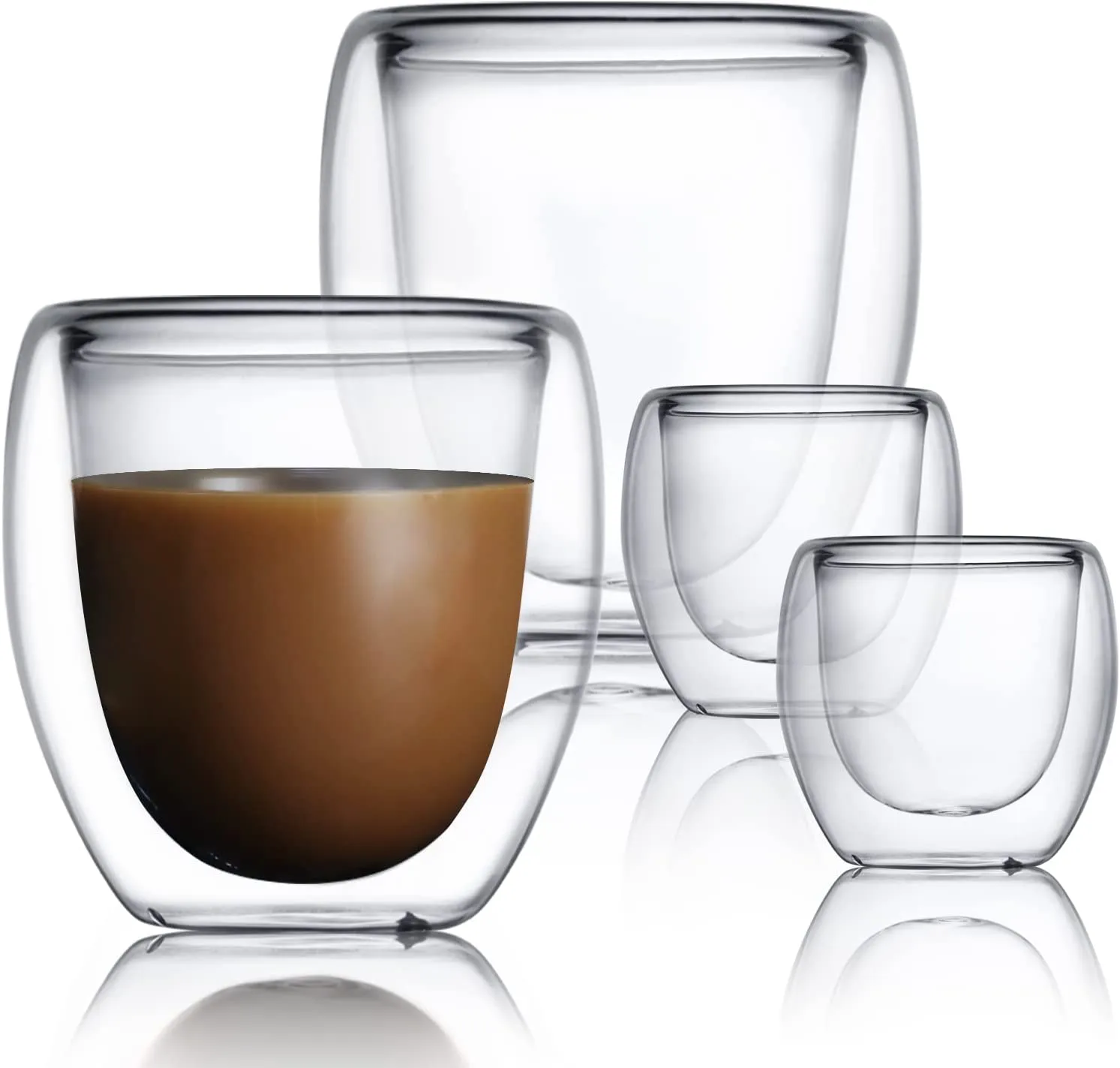 Heldere koffiemokken set van 250 ml 350 ml 450 ml geïsoleerde dubbele wandglazen theekopjes voor americano latte cappuccinos en drank