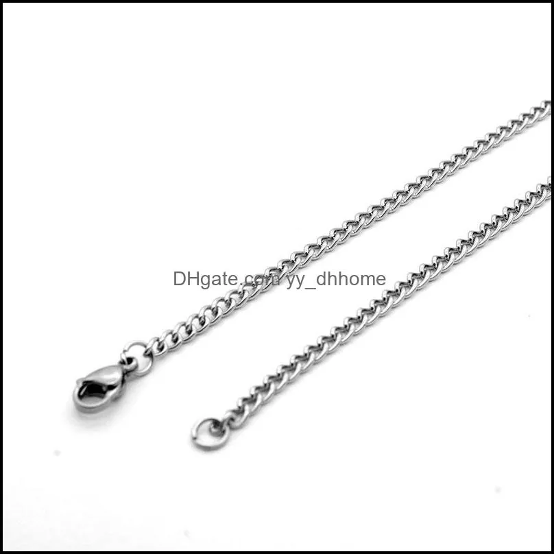 2.2mm 3mm 3.5mm silver plated stainless steel link chains women men chokers for hip hop pendant necklaces jewelry