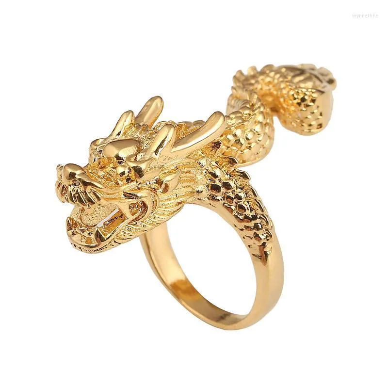 Обручальные кольца золотой цвет трехмерный животный крутой мужчина драконов африканский кольцо кольца подарки Wynn22