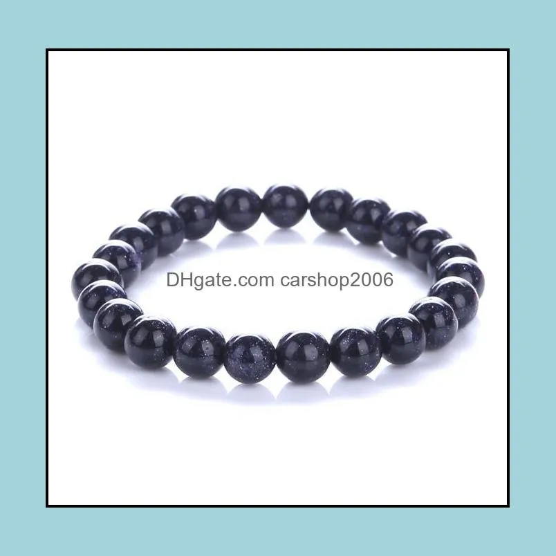 JLN Beaded Stone Bracelets Quartz Amethyst Tiger Eye Lapis Power Beads Gems Stretched Rope Bracelet For Men Women Jewelry
