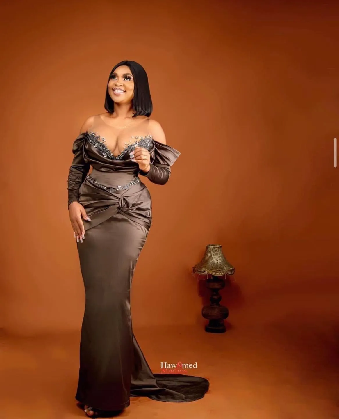 chocolate formal dresses A-line Strapless Long Prom Dress Modest Satin Evening Dresse  SELINADRESS cut skirt for a refined finish Sherri Hill 58175 Homecoming Dress