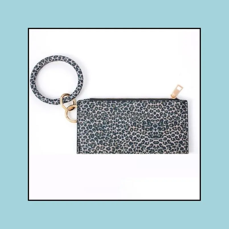 pattern wallet key ring bracelet leather wristlet keychains bangle for women card bag bracelets big round keychain q4fz