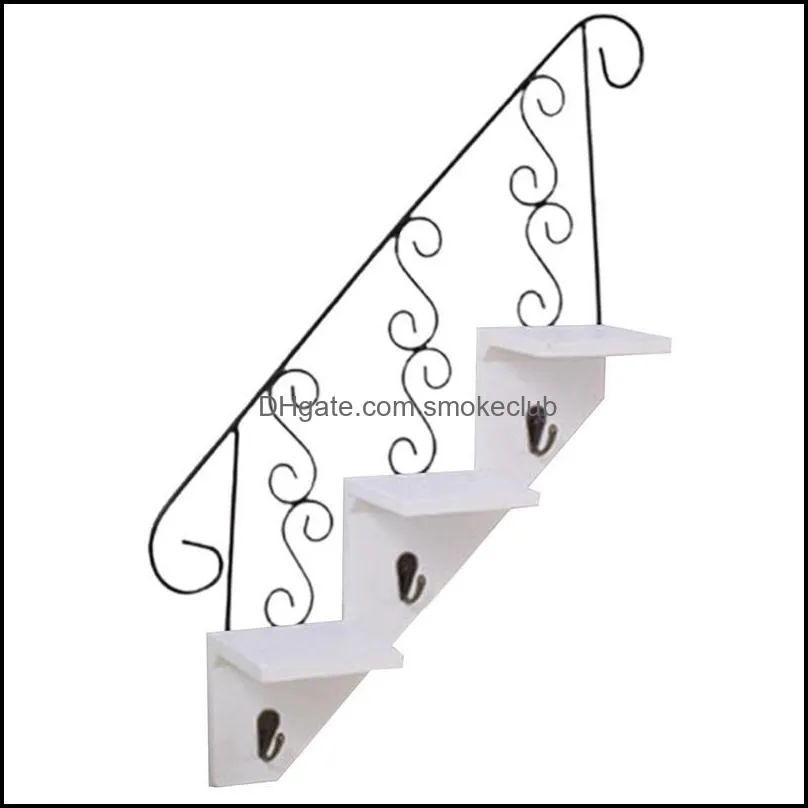 Kitchen Storage & Organization Restaurant Wall Decoration Hanging Hook Rack Wrought Iron Flower Stand Pot Stairs