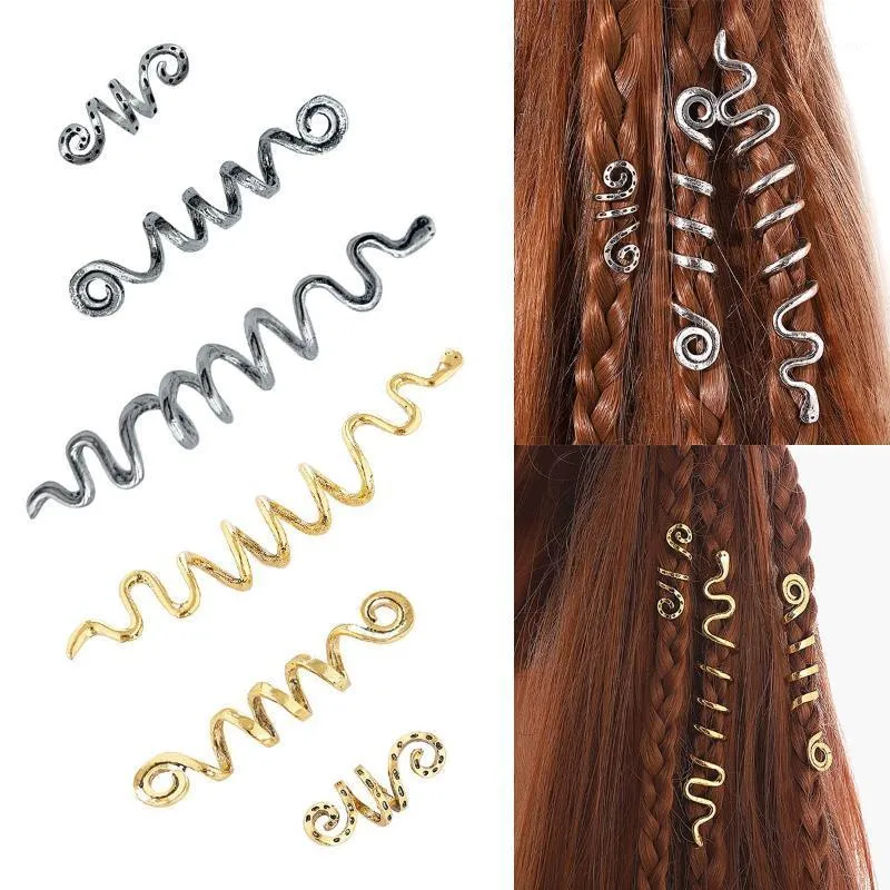 Acessórios para o cabelo Vintage Prata Ajustável Viking Dread Tranças Dreadlock Barba Beads Punhos Clips Para Anéis Mulheres Homens