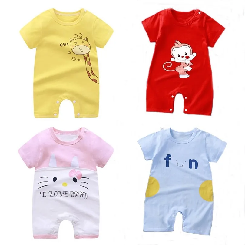 Bébé Vêtements Bébé Garçon Et Fille Pur Coton Doux Et Confortable Mignon Dessin Animé À Manches Courtes OnePiece Barboteuse né Cadeau 220707