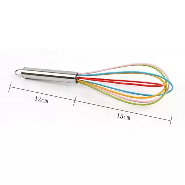 10 Inch Wire Whisk Stirrer Mixer Egg Beater Color Silicone Egg Stainless Steel Handle household Baking Tool ZZA1630