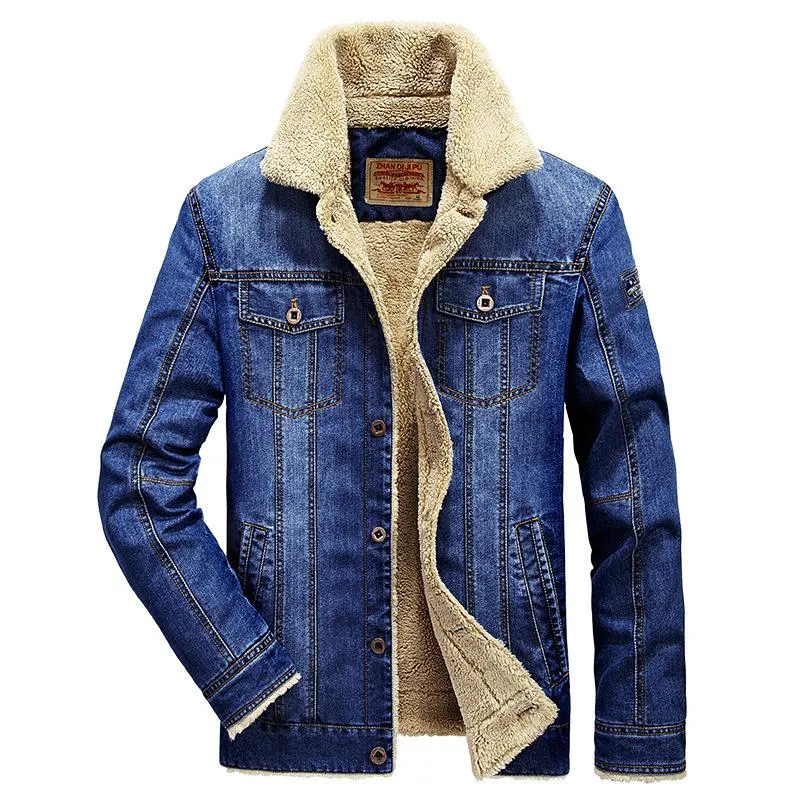 Men's Jackets Menswear 2022 Denim Jacket Mens Cotton Casual Large Plush 66009a