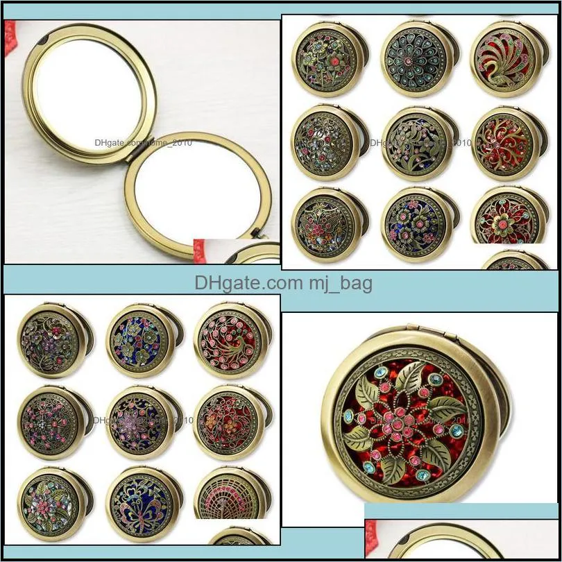 Mirrors D￩cor Home & Gardenmini Retro Vintage Style Butterfly/Flower/Peacock Makeup Cosmetic Pocket Compact Stainless Mirror Drop Delivery