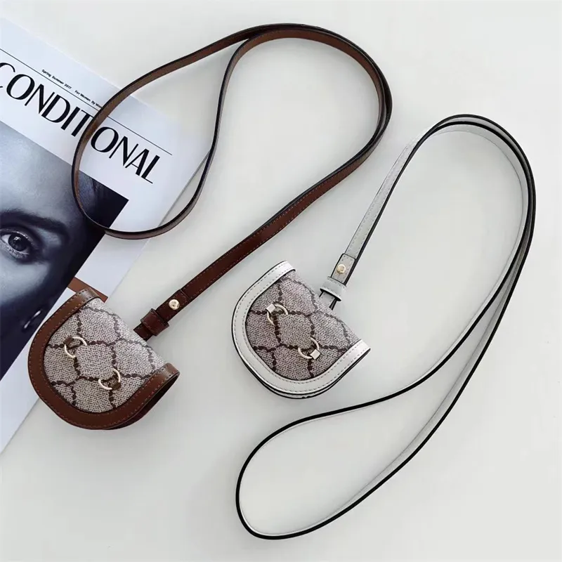 Marca de moda fone de ouvido pacote designer casos para airpods letras clássicas malha couro bluetooth fone saco 2 cores