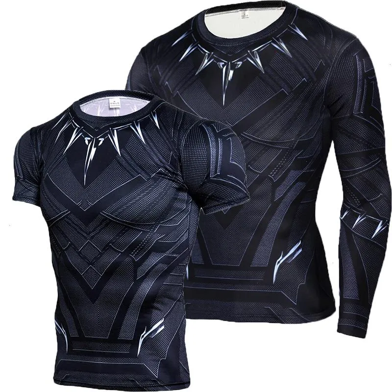 Black Panther Shirt Hommes T-shirts Hommes Sportswear Compression Chemises À Manches Longues Gymnases Fitness Top Tees Workout Vêtements T