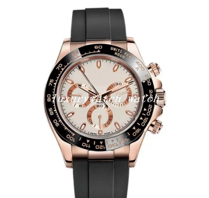 Luxury horloge man polshorloge, masterontwerp, herensporten, keramische horloge, roseloze roestvrijstalen kast, rubberen band, vouwen gesp, saffierglas