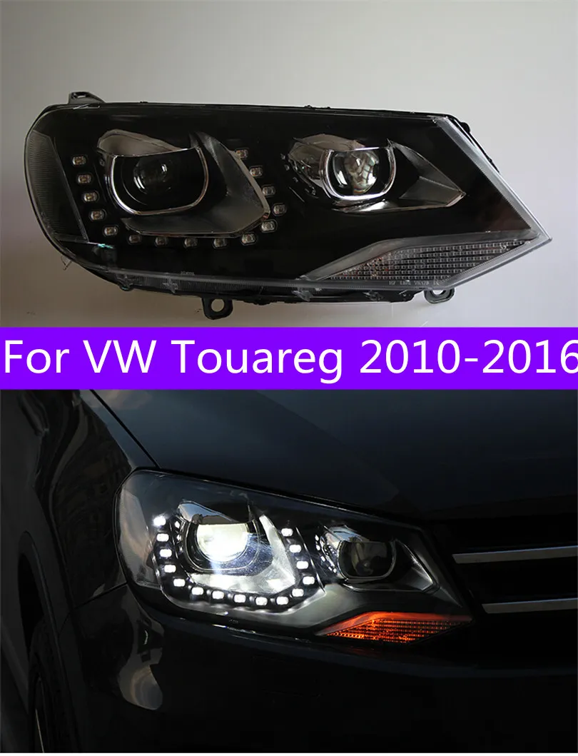 VW TOUAREG için Kafa Lambası 20 10-20 16 LED Sis Farları Gün çalışır Işık Yüksek Işın Bi Xenon Ampul Far Yükseltme