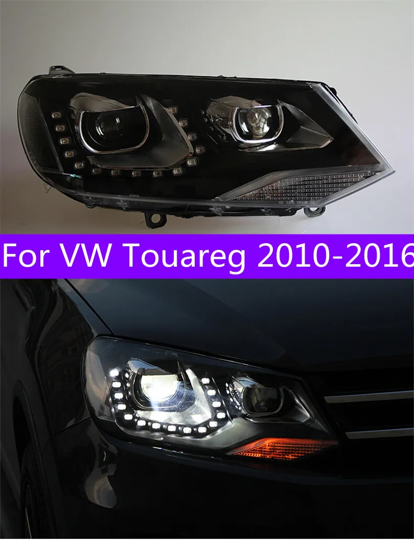 Testa Della Lampada Per VW Touareg 20 10-20 16 LED Fendinebbia Luci di Giorno Corsa E Jogging Luce Abbagliante Bi Xenon Lampadina faro aggiornamento