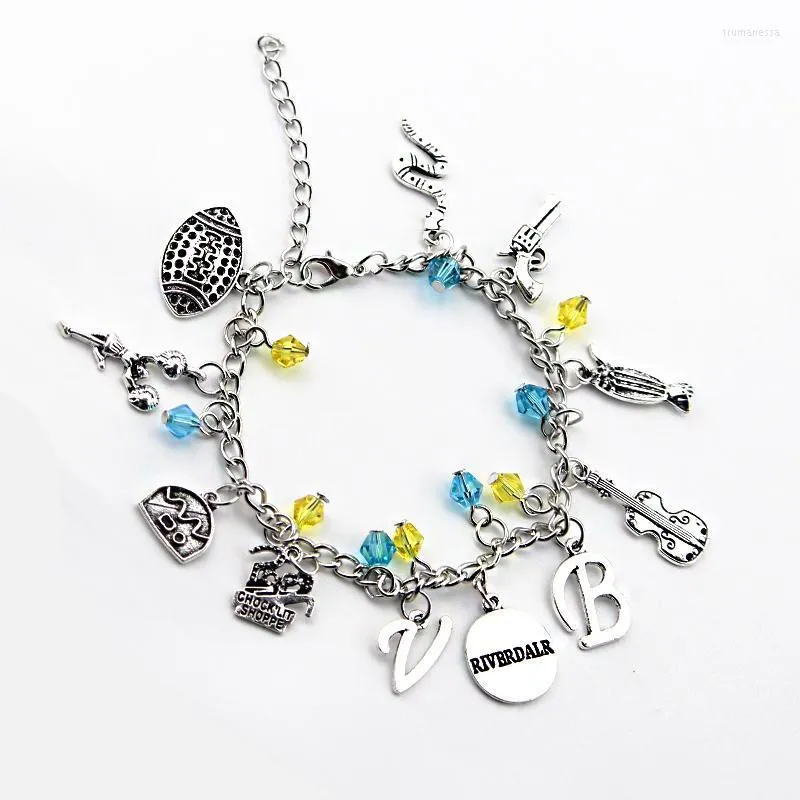 Lien chaîne Riverdale Bracelet à breloques mode Kawaii guitare Revolver Badge pour femme garçon Cosplay métal bijoux cadeau Trum22