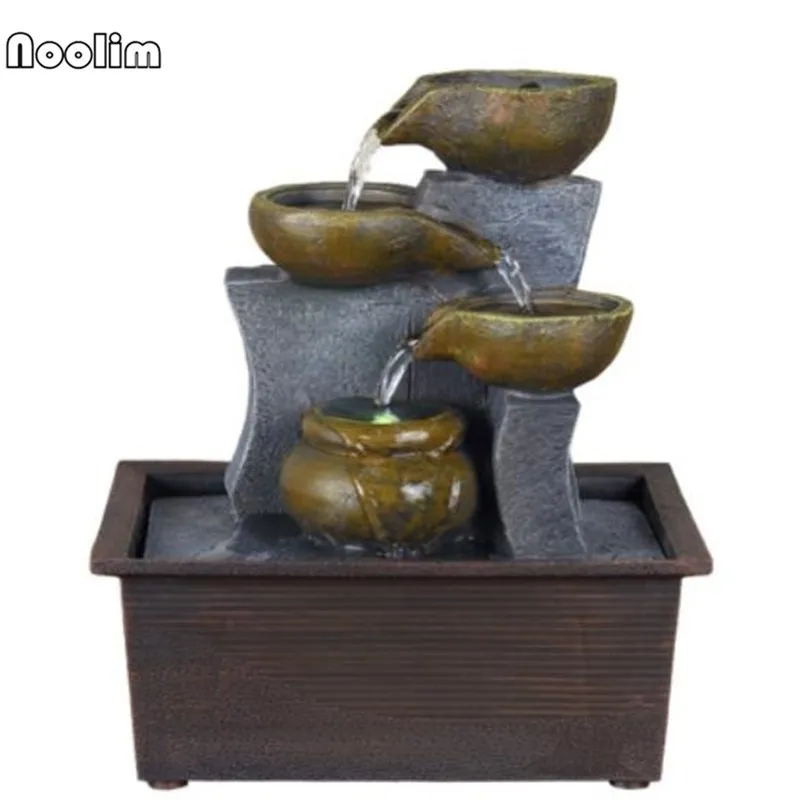 Indoor Lucky Desktop Water Fountain Decoration Small Ornaments Humidifier Feng Shui Wind Wheel Home Y200104