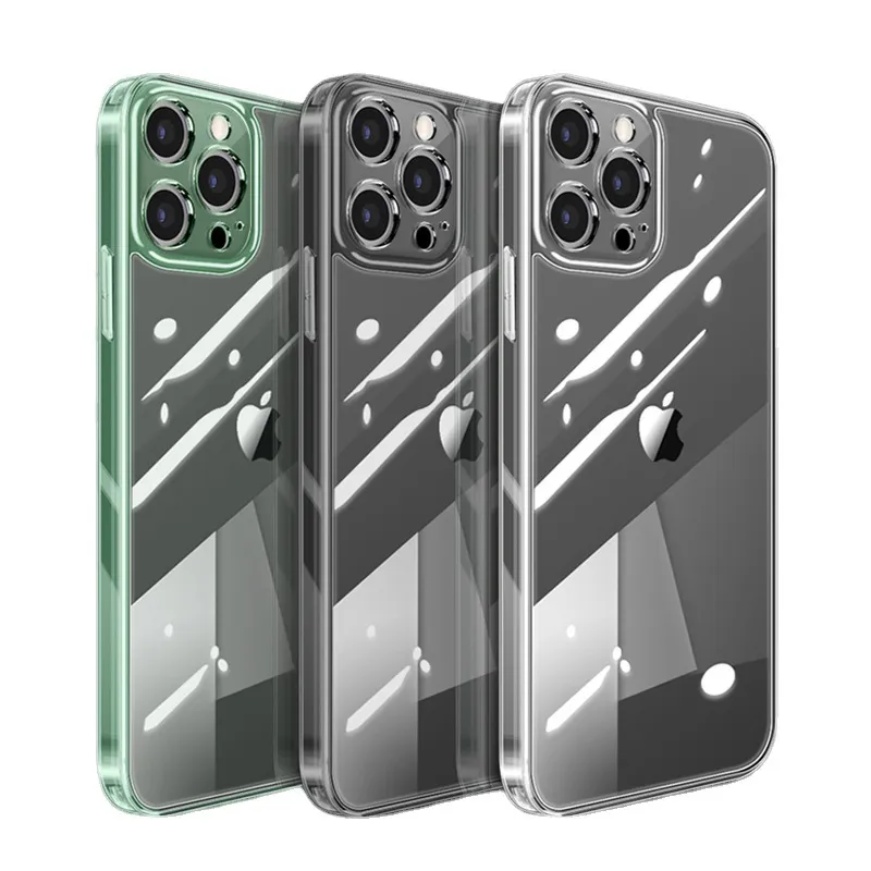 Luxus gehärtetes Glas Klare Hüllen für iPhone 11 12 13 Pro XS MAX 13mini X XR Transparent Hard Case für iPhone 7 8 Plus SE2 Fundas