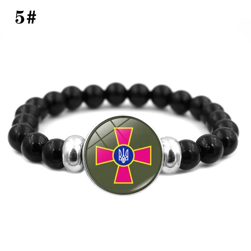 New Arrival Ukraine Bracelet Ukrainian Symbol Glass Cabochon Multilayer Leather Bracelets High Quality Men Bangles Party Favor CPA4337 0323