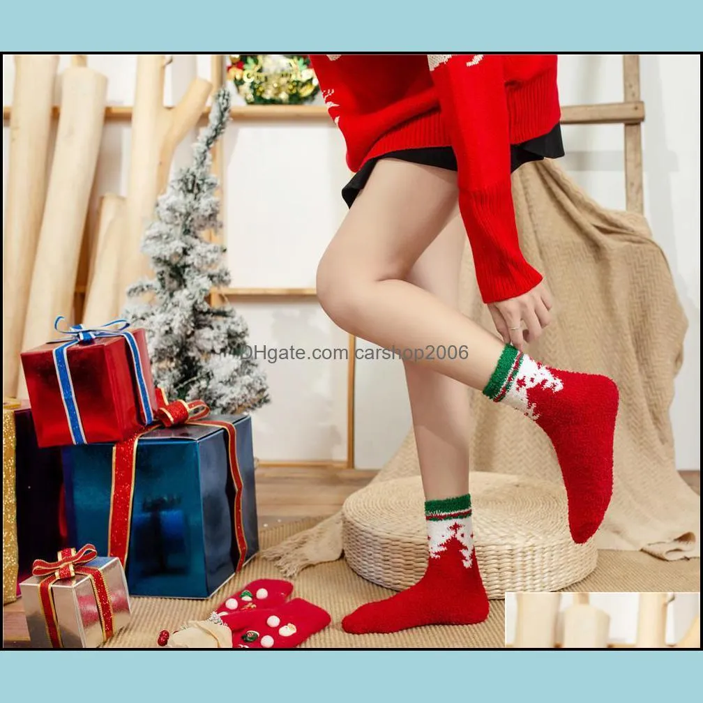 ups christmas socks thickened coral fleece women men lady socks wholesale floor sock winter christmas-socks