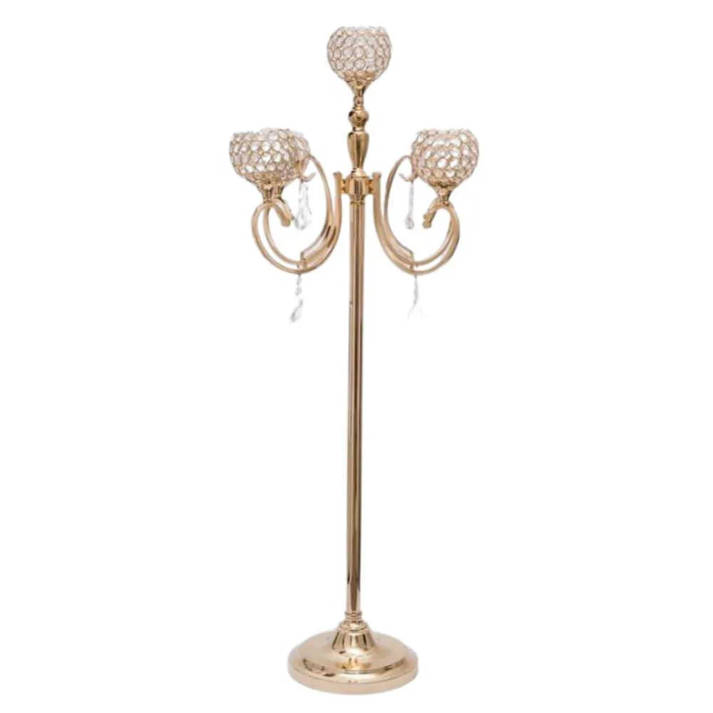 10st Gold Floor Floor Candelabra Centerpiece 5 Candle -elegant design för bröllop, middagsfest och formell evenemang juldekor