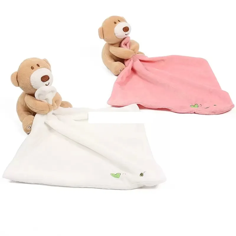 Bebek uyku yatıştırmak battaniye toddler peluş oyuncaklar karikatür ayı bebekler yatıştırmak havlu 24 * 24 cm