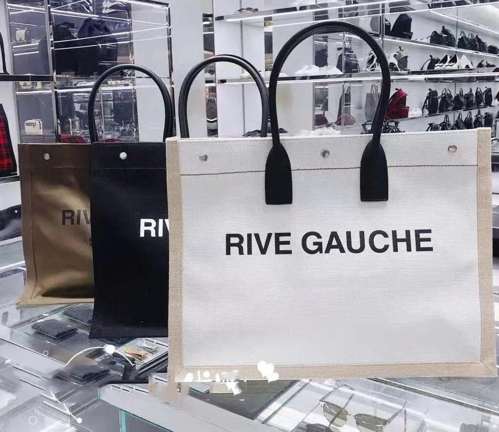 тренд Женская сумка Rive Gauche Tote сумка для покупок сумки верхнее белье Большие пляжные сумки Дизайнерские дорожные сумки через плечо Сумка на плечо Кошелек два размера 48см 38см