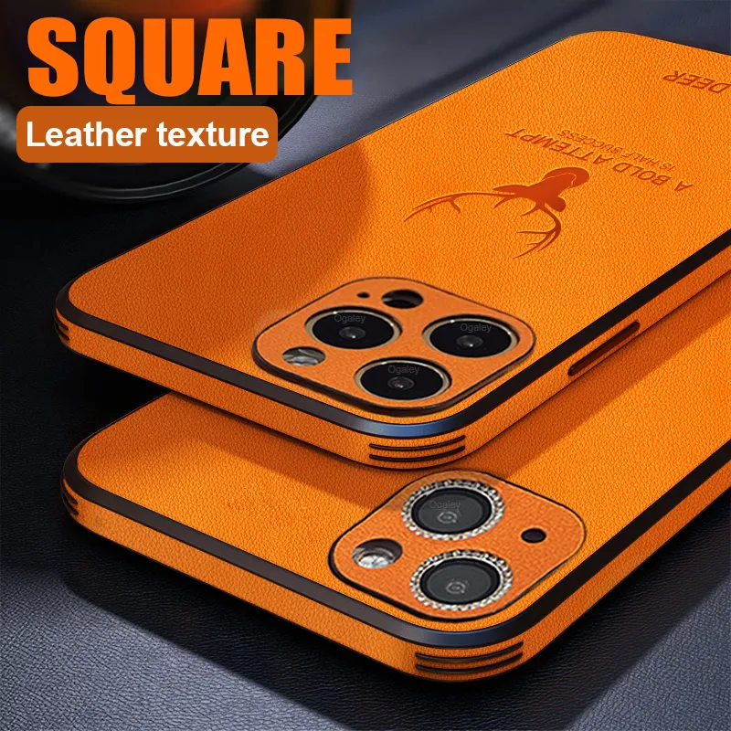 Luxury Shockproof Deer Leather Cover Personalised Phone Case 12 Pro Max