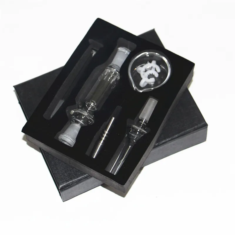 Mini narguilé bong Nectar kit avec 10mm Titanium Nail Quartz Tip Clip Keck en plastique Concentré Dab Straw Oil Rigs pipe en verre