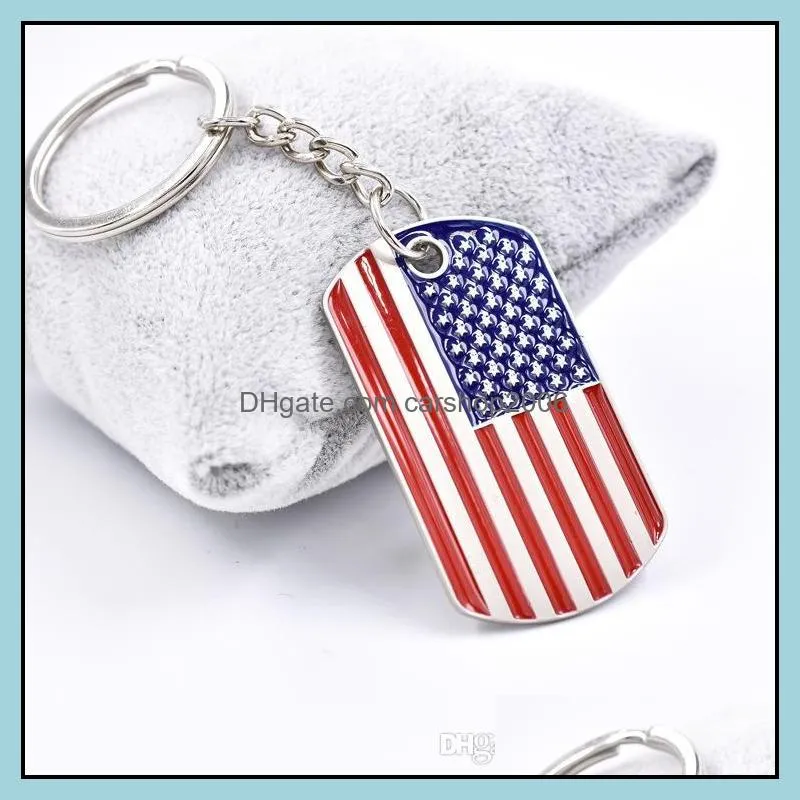 سلاسل المفاتيح إكسسوارات الأزياء 2pcs سلسلة مفاتيح أنيقة فريدة من نوعها الإبداعية Jack Jack Simple Country Flag American National Drop Deliver